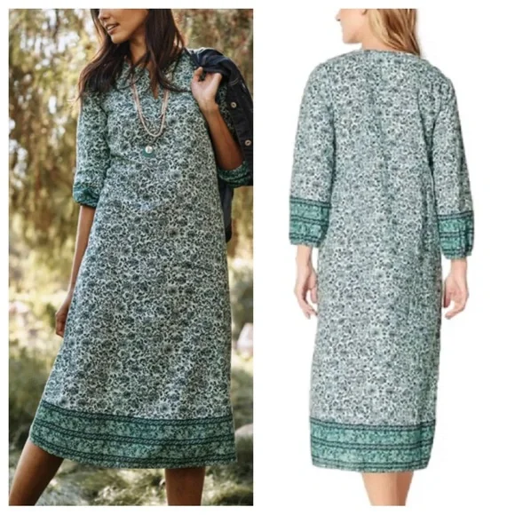J. Jill | Dresses | J Jill Delicate Blooms Border Print Floral Midi Dress  Blue 22589 | Poshmark